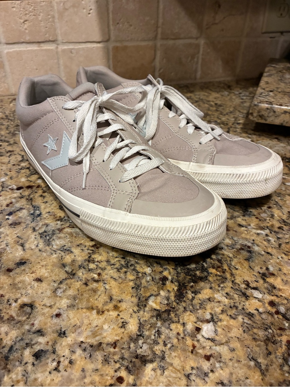Converse Low-Top Canvas Sneakers in Light Beige and White